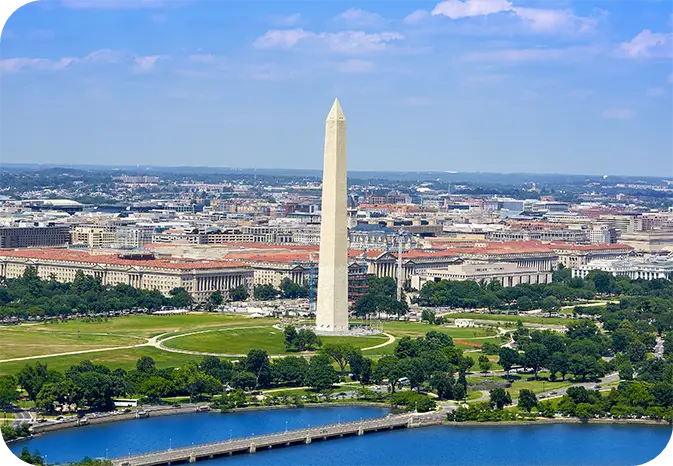 Aerial view of the Washington Monument.